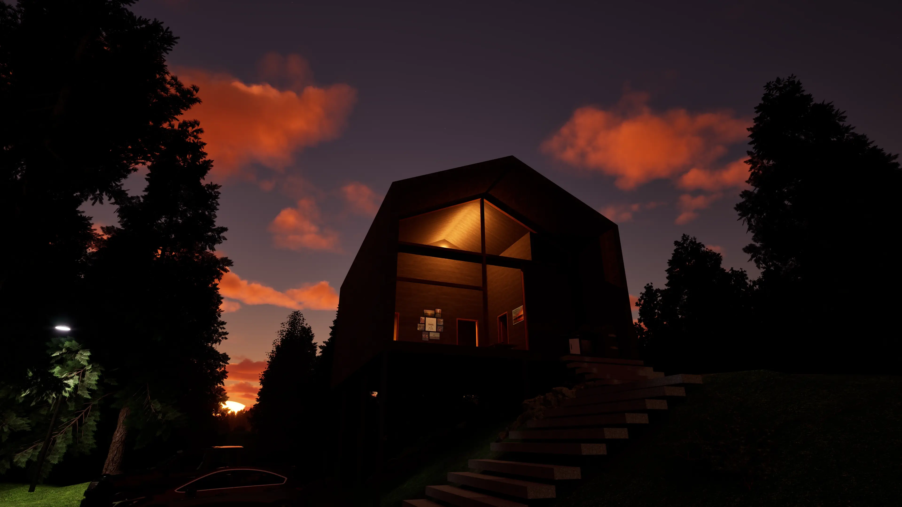 Angle bas dramatique de la maison — perspective alternative