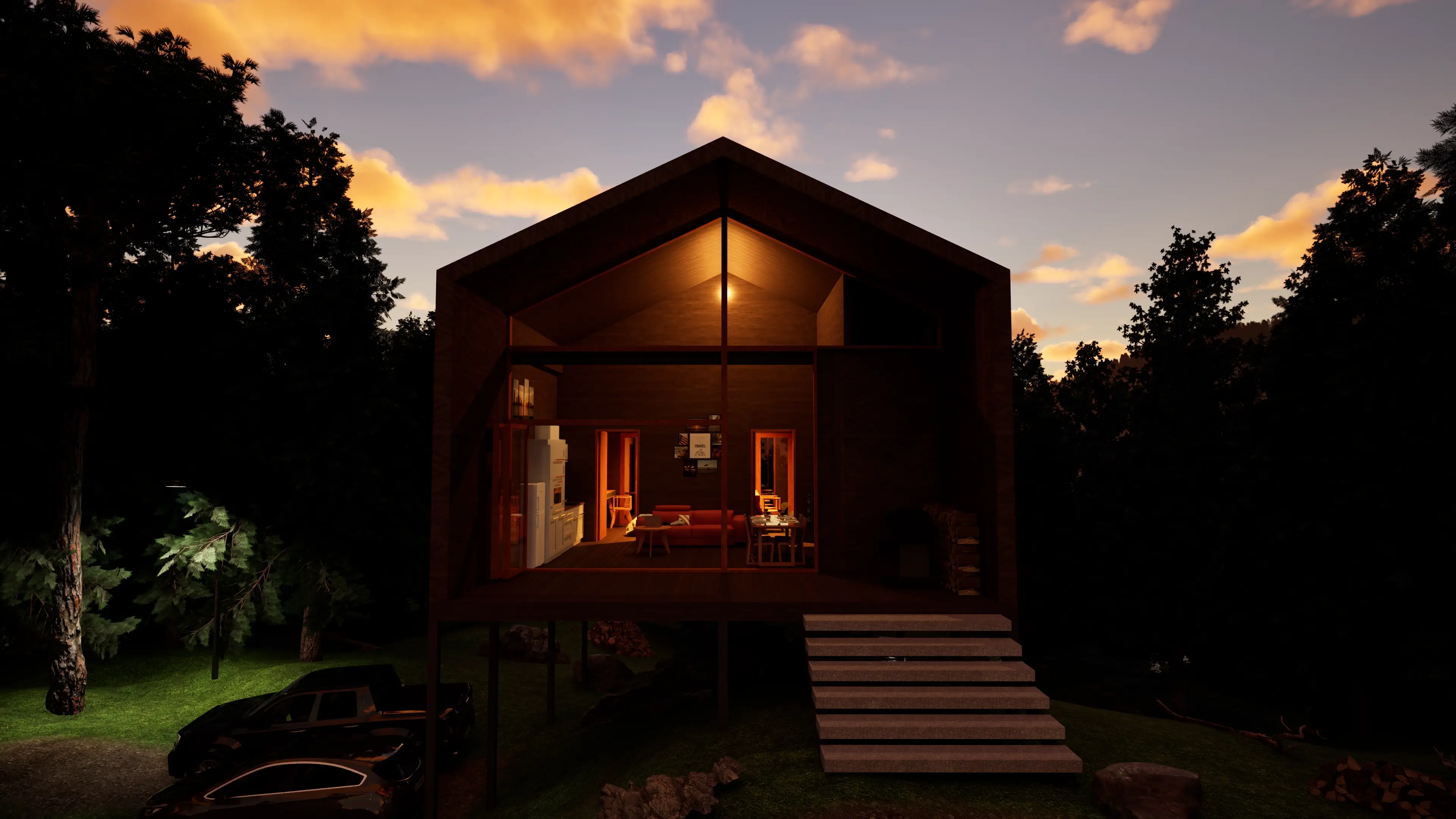 Maison contemporaine — lumière de milieu de journée