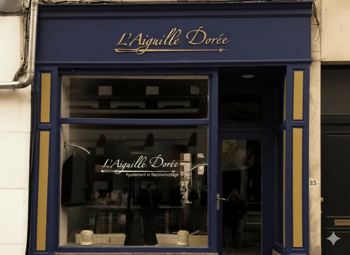 Devanture en bleu profond avec dorures