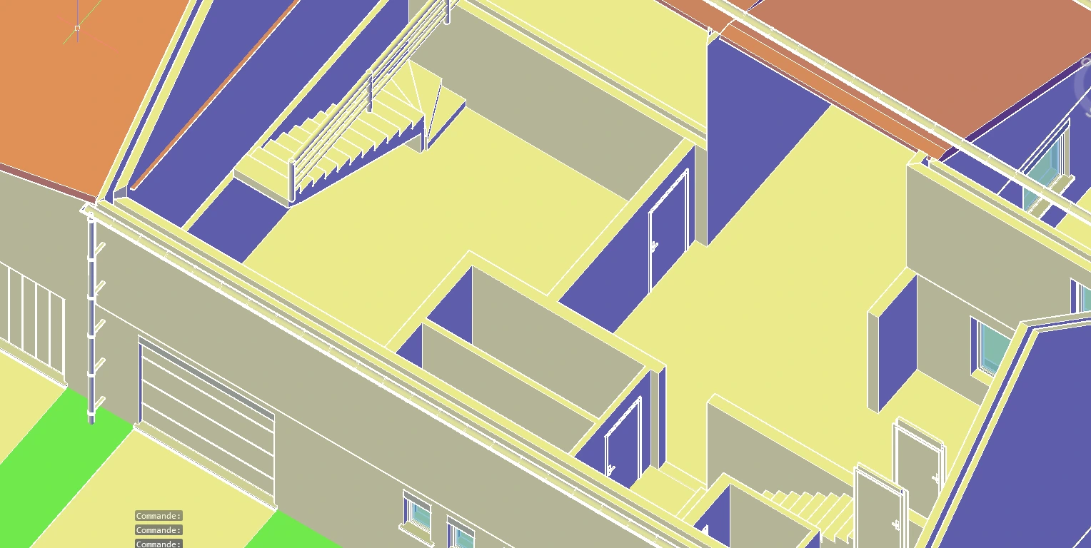 Maison sans plancher — agencement intérieur visible