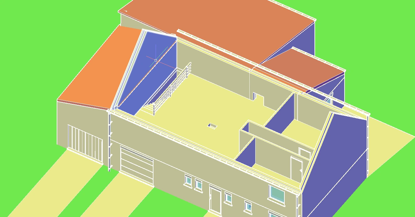 Maison sans toiture — vue plongeante sur la distribution des niveaux