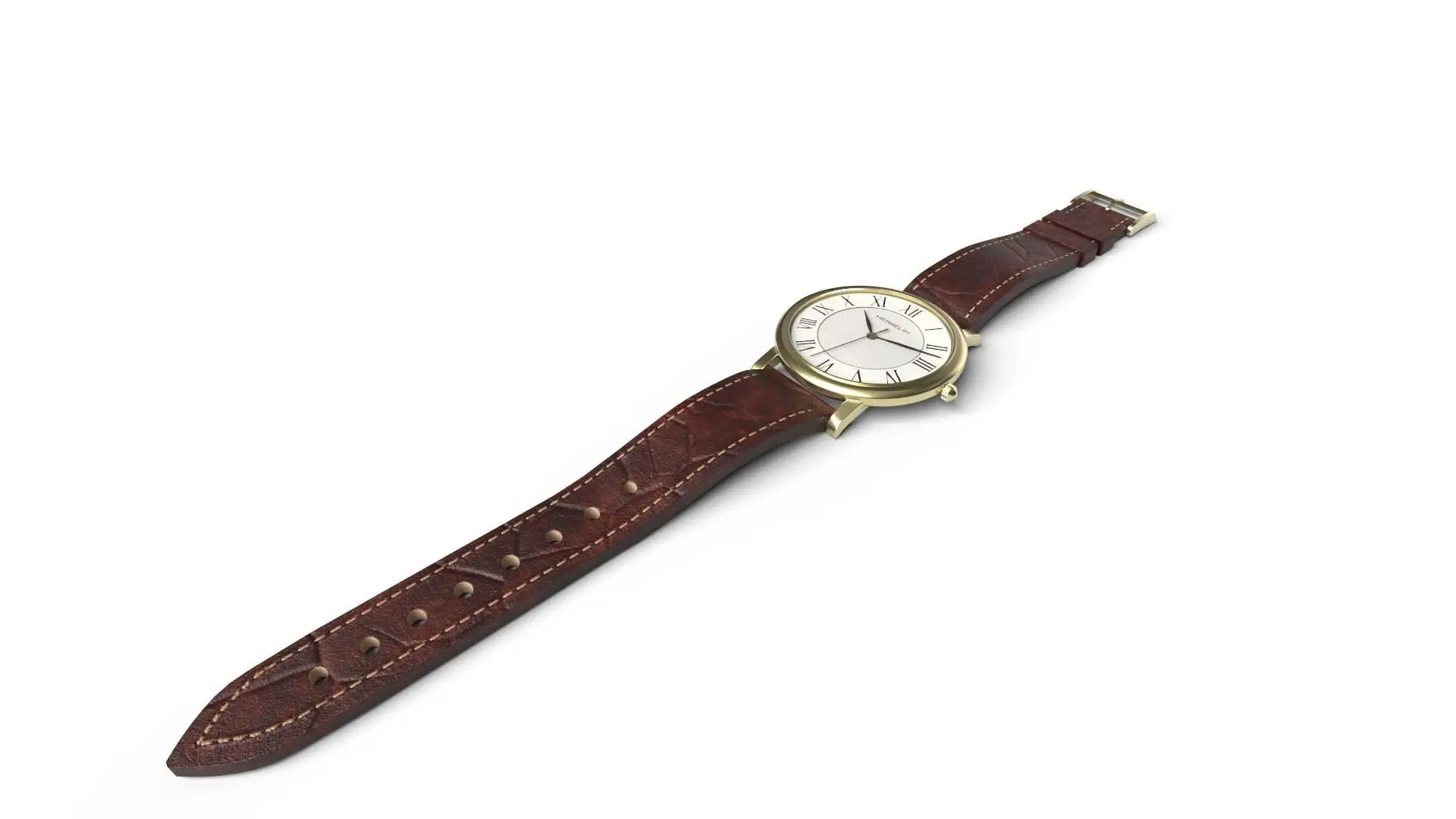 Montre texturée version propre — acier brossé et cuir
